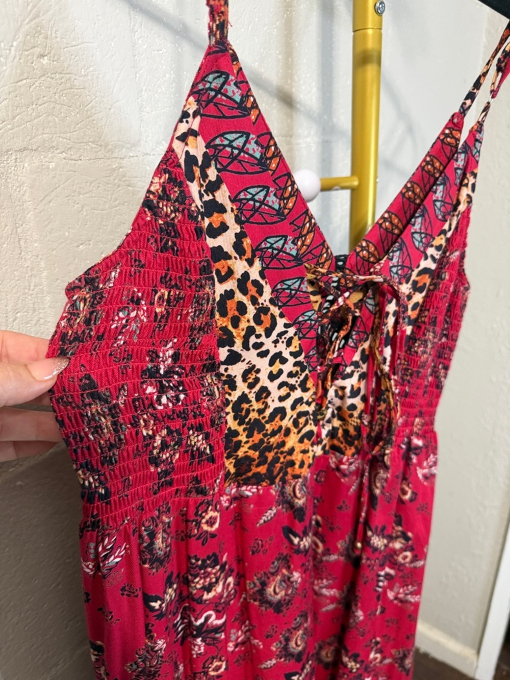 Angie Red Mixed Print Spaghetti Strap Maxi Dress - Picture 4 of 8